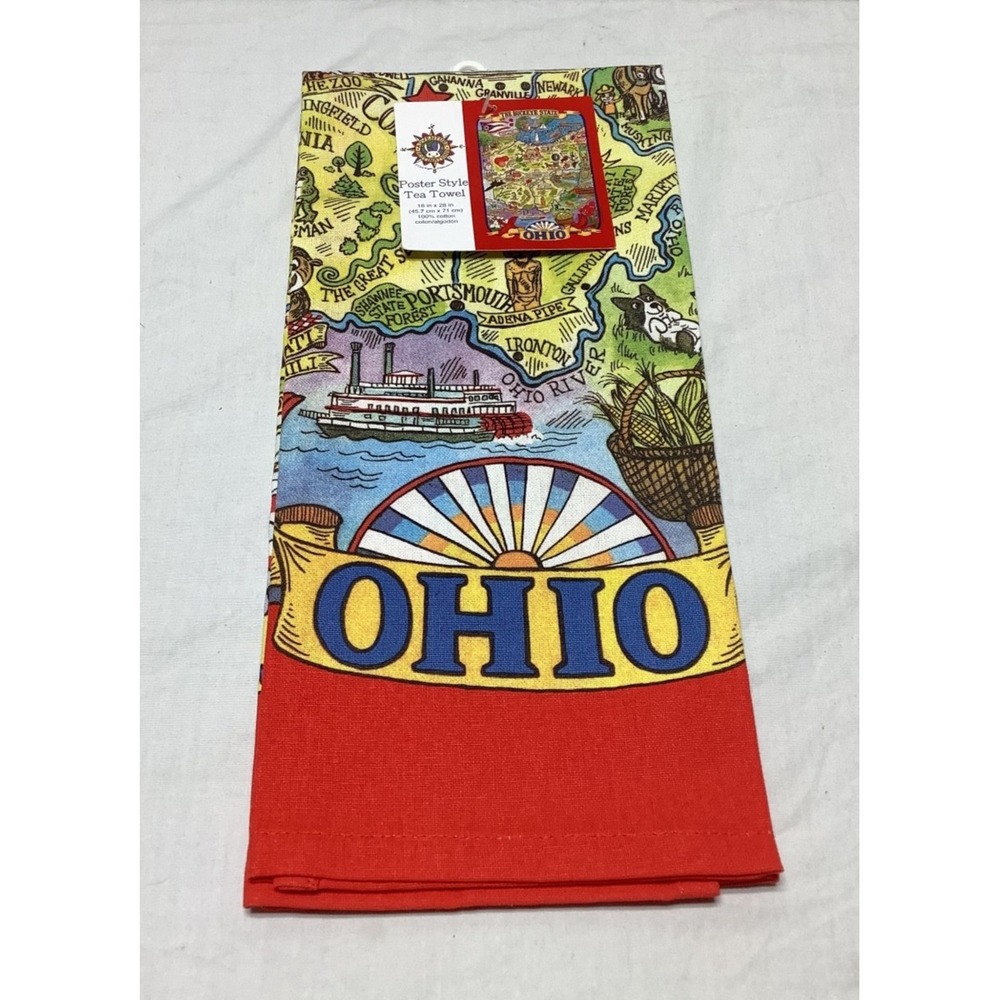 NEW Kay Dee Designs Ohio the Buckeye State Poster Style Tea Towel 18"x28"